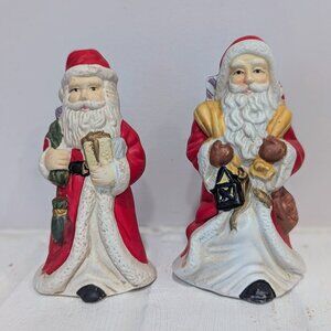 Set of 2 VTG 1977 Home Trends Porcelain Santa Claus Dinner Bells 4.5" Classic